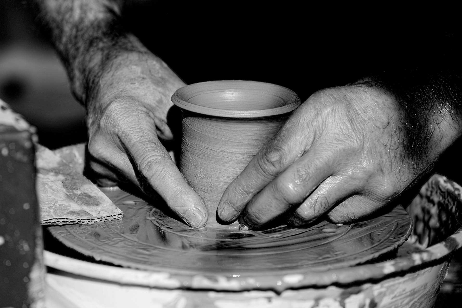 Clay being shaped