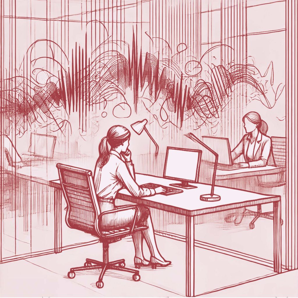 Open office with a noisy environment.