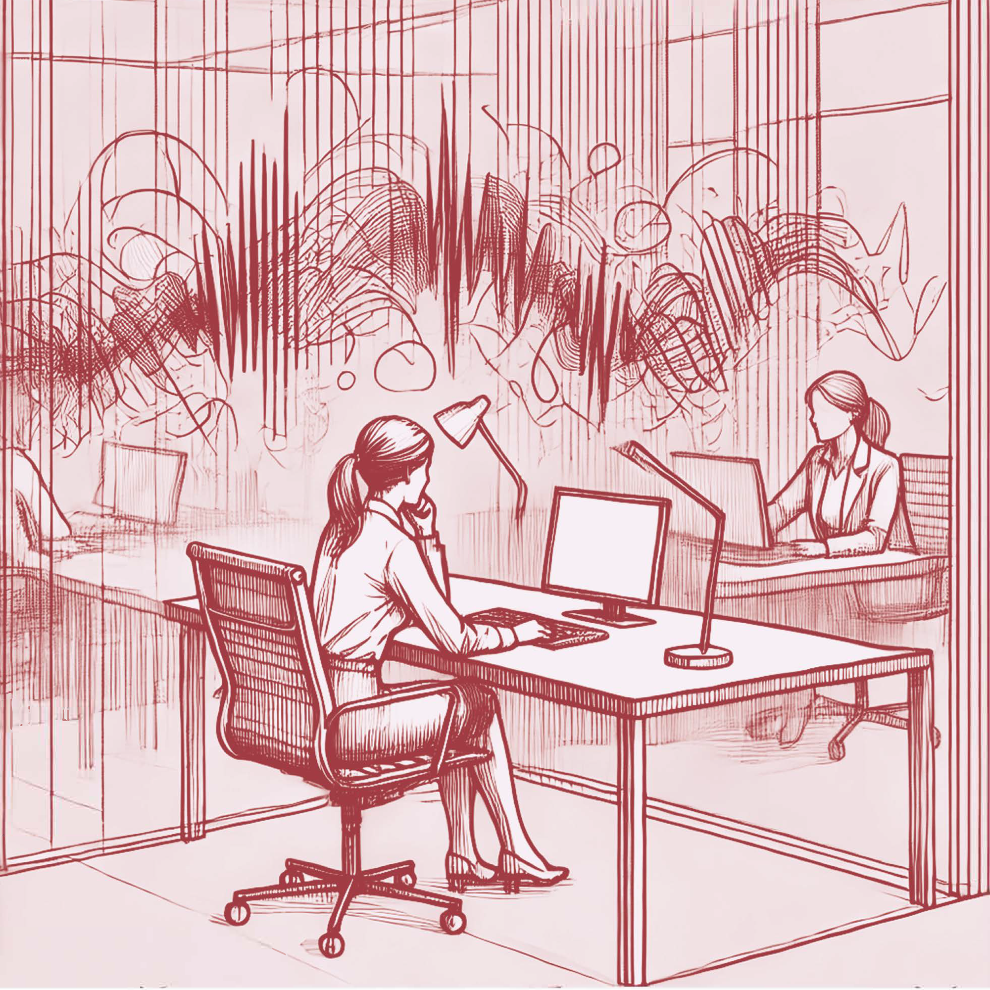 Open office with a noisy environment.